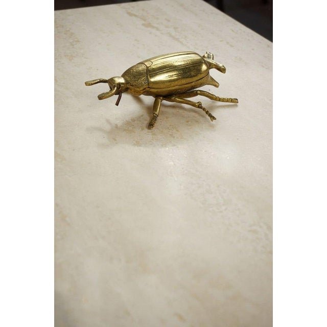 Vintage Coffee Table in Travertine and Brass For Sale - Image 5 of 8