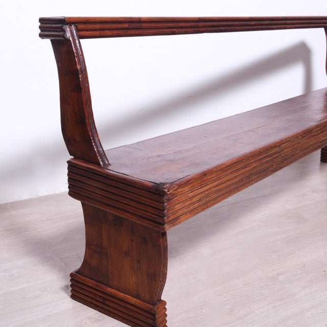 Wood Antique Charles X Softwood Bench For Sale - Image 7 of 18