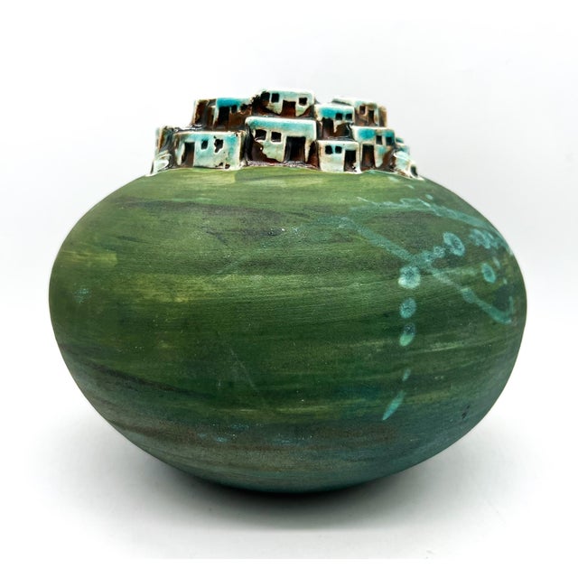 Contemporary Studio Raku Pottery Vessel by Jeremy Diller – Pueblo Village Motif / Southwestern / Organic Modern For Sale - Image 3 of 15