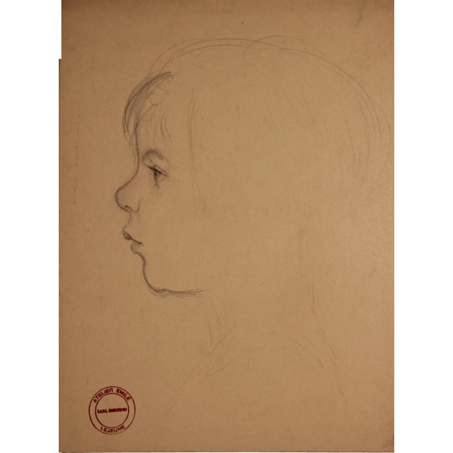 Traditional 1910s Graphite Collection of Girl Portrait Studies - 4 Pieces For Sale - Image 3 of 6