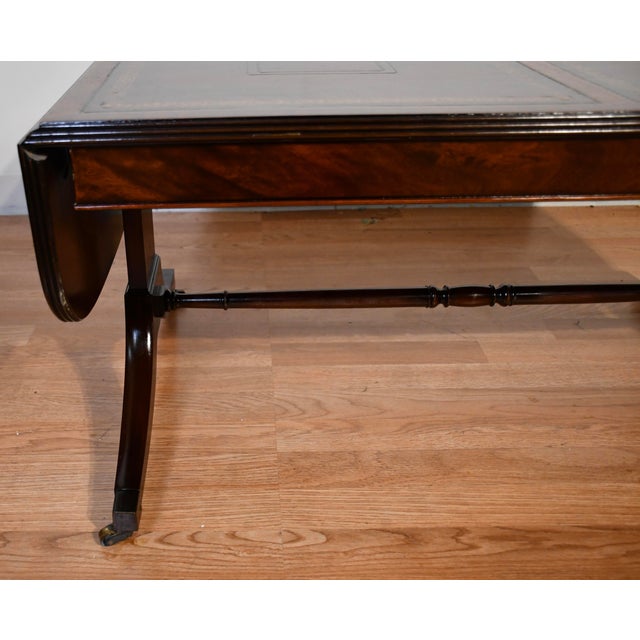 1930 Heritage Henredon English Regency Mahogany & Leather Top Coffee Table For Sale - Image 13 of 17