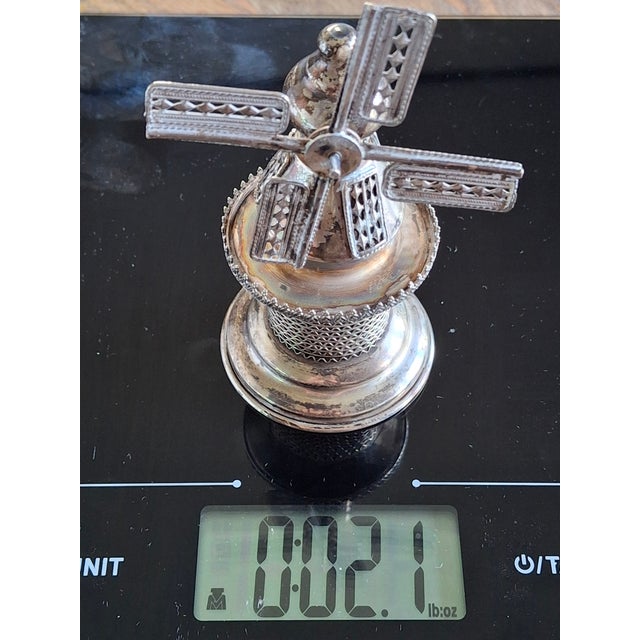 Vintage 925 Sterling Silver Judaica Besamim Windmill Spice Box - Mid-20th C. For Sale - Image 16 of 17
