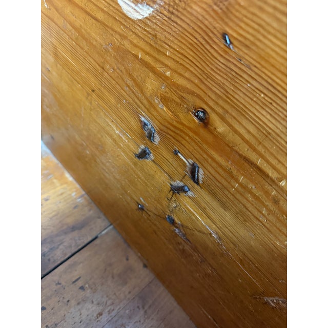 Early 20th Century Antique Wood + Iron Blanket Chest Trunk For Sale - Image 5 of 12