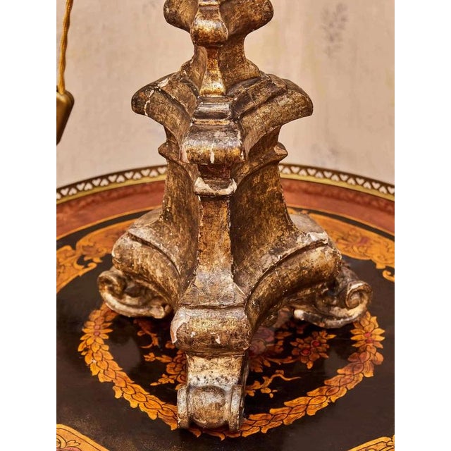 Baroque Wooden Candlestick Table Lamp For Sale - Image 3 of 10