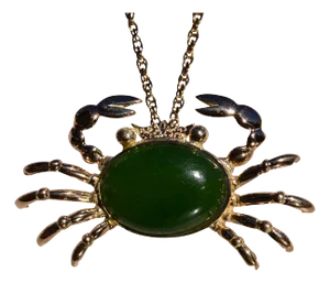 The Mullion: Rose Gold Crab Pendant with Nephrite Jade Center