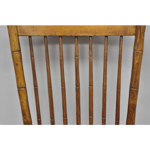 Late 19th Century Antique Primitive Rustic French Farmhouse Wooden Faux Bamboo Side Chair For Sale - Image 5 of 14