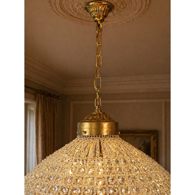 1960 French Artisan Gold Bronze Crystal Chandelier For Sale - Image 9 of 15