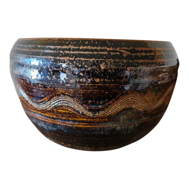 Late 20th Century Rustic Studio Pottery Bowl For Sale