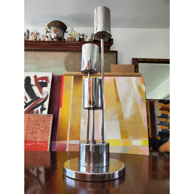 Vintage Mid-Century Modern Chrome Lamp For Sale In Boston - Image 6 of 7