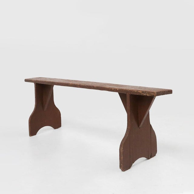 Mid-Century Modern Rustic Bench in Brown Painted Wood, France, 1890s For Sale - Image 11 of 11