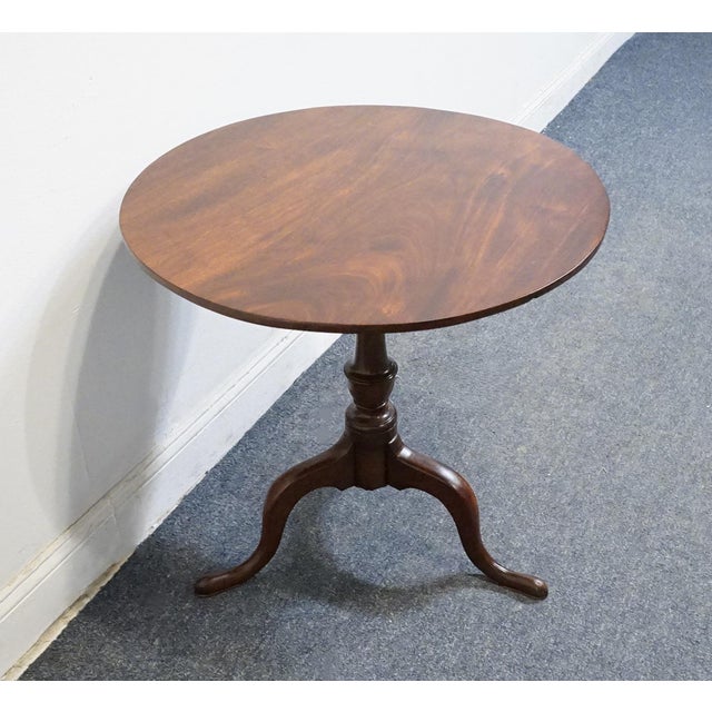 VINTAGE ANTIQUE Solid Mahogany Traditional Style 26" Round Tilt-Top Accent Table Table Folded Down: 26.25" High Table...