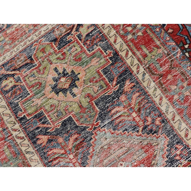 Antique Heriz Serapi Runner With Colorful Highly Stylized Medallion Design For Sale - Image 13 of 13