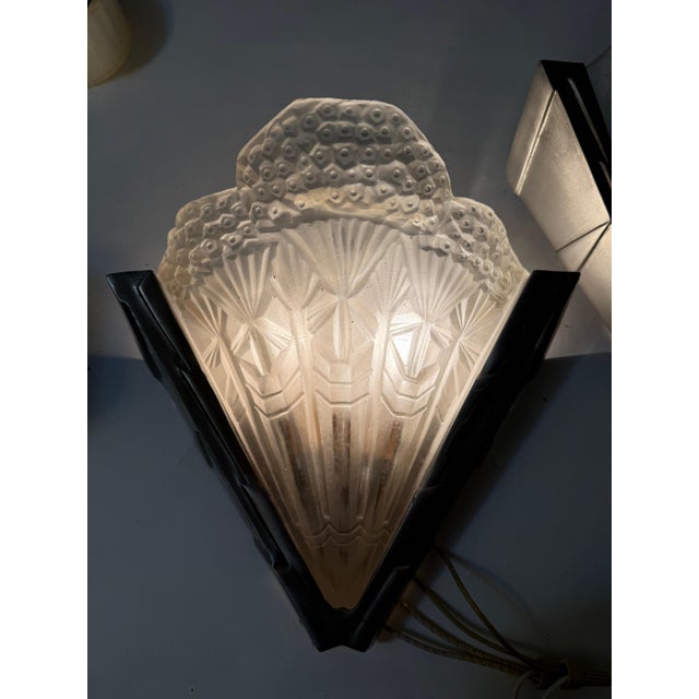 1920s Pair of Frnech Art Deco Sconces Signed Noverdy For Sale - Image 14 of 14