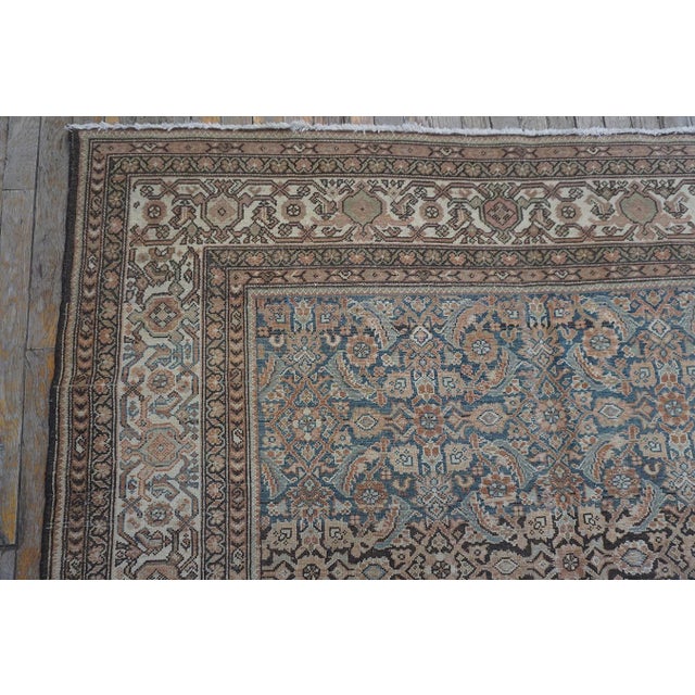 Persian 1880s Blue Navy Antique Sarouk Floral Desing Knotted Wool Persian Malayer Rug For Sale - Image 3 of 10