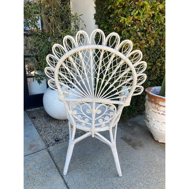 Mid 20th Century Mid 20th Century Vintage Painted Wicker Chair For Sale - Image 5 of 10