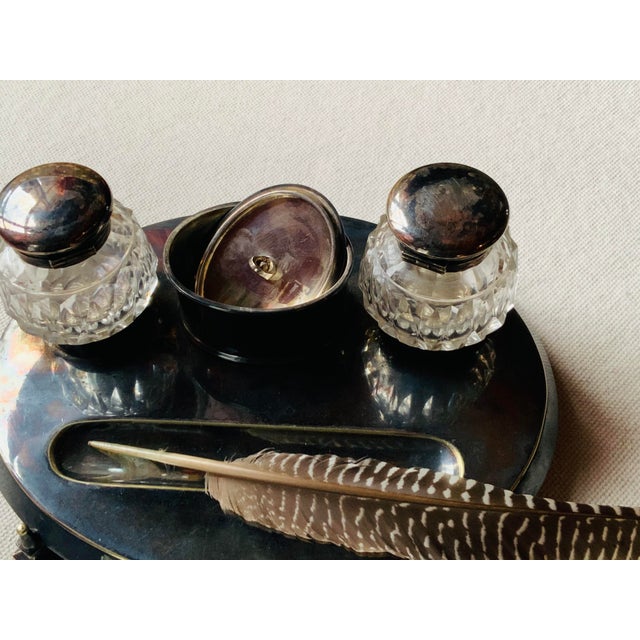 Mid-19th Century English Neoclassical Silverplate Inkwell & Inkstand For Sale - Image 14 of 16