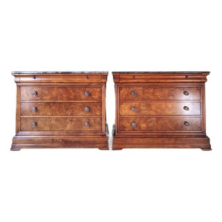 A Pair / Set of Louis Philippe Chests With Marble Top by Ethan Allen For Sale