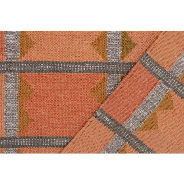 Textile Rug & Kilim’s Scandinavian Style Kilim in Orange, Gray & Brown Geometric Pattern - 14x20 For Sale - Image 7 of 7