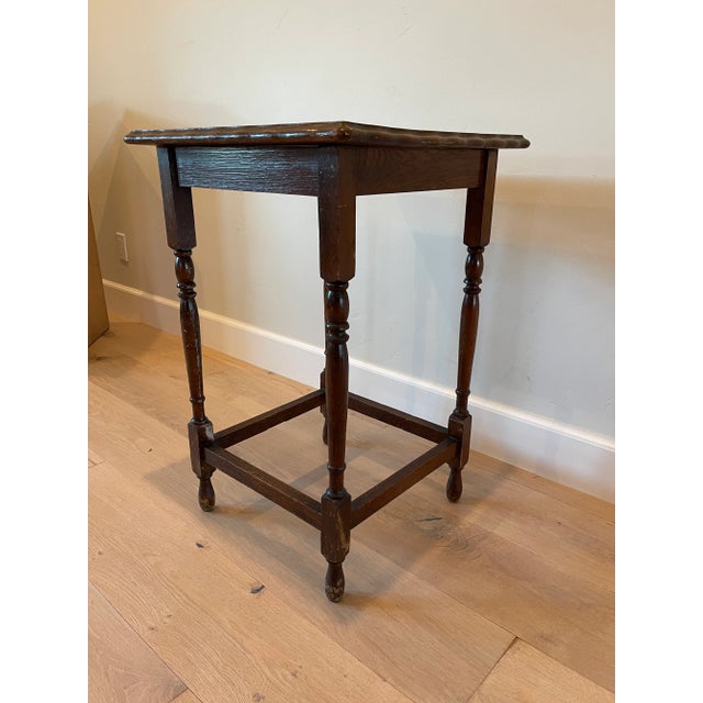 Brown 1920s Vintage Dark Wood Side Table For Sale - Image 8 of 11