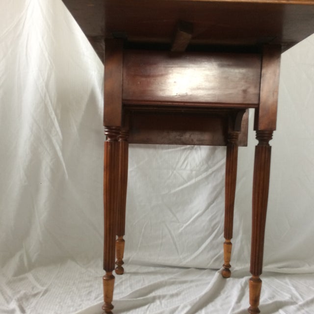 Antique Cherry Wood Drop Leaf Side Table With Drawer Chairish