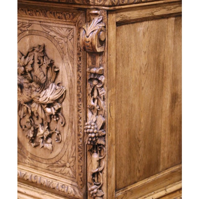 19th Century French Bleached Oak Nine-Gun Cabinet With Hunt Carvings For Sale - Image 10 of 12