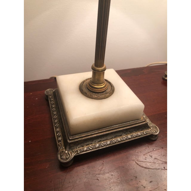 1940s 1940s 22k Gold Plated Table Lamps With Marble Base - A Pair For Sale - Image 5 of 12