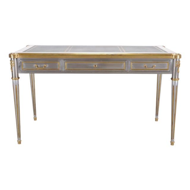 John Vesey Steel Bronze Neoclassical Library Table or Desk For Sale