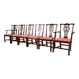 Stickley Georgian Carved Mahogany Dining Chairs, Set of Six For Sale