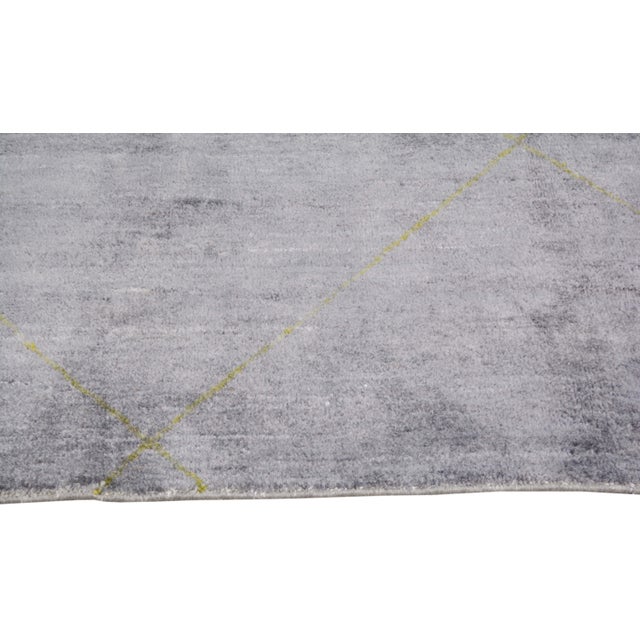2010s Contemporary Moroccan Modern Hand Knotted Wool Rug, 8'1X9'6 For Sale - Image 5 of 6