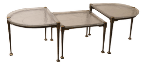 Brutalist Wrought Bronze and Crystal Glass Coffee Table by Lothar Klute, 2001, Set of 3