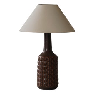 Danish Modern Ceramic Table Lamp in Brown Glaze by Desire Stentøj, Denmark, 1960s For Sale