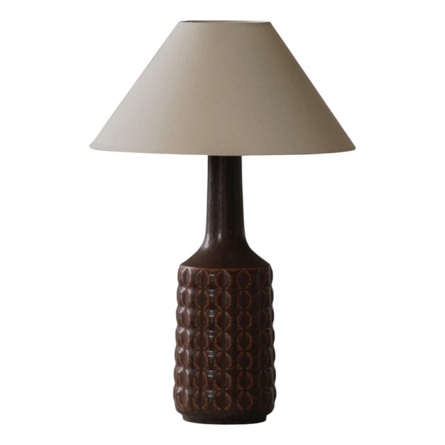 Danish Modern Ceramic Table Lamp in Brown Glaze by Desire Stentøj, Denmark, 1960s For Sale