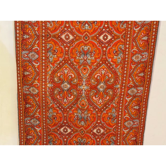 Vintage Paisley Silk Oblong Scarf in Orange colors For Sale - Image 9 of 12