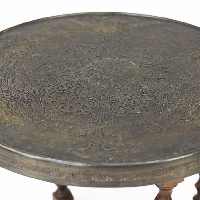 Wood Small Side Table with Sugarcane Frame and Brass Top, 1920s For Sale - Image 7 of 8