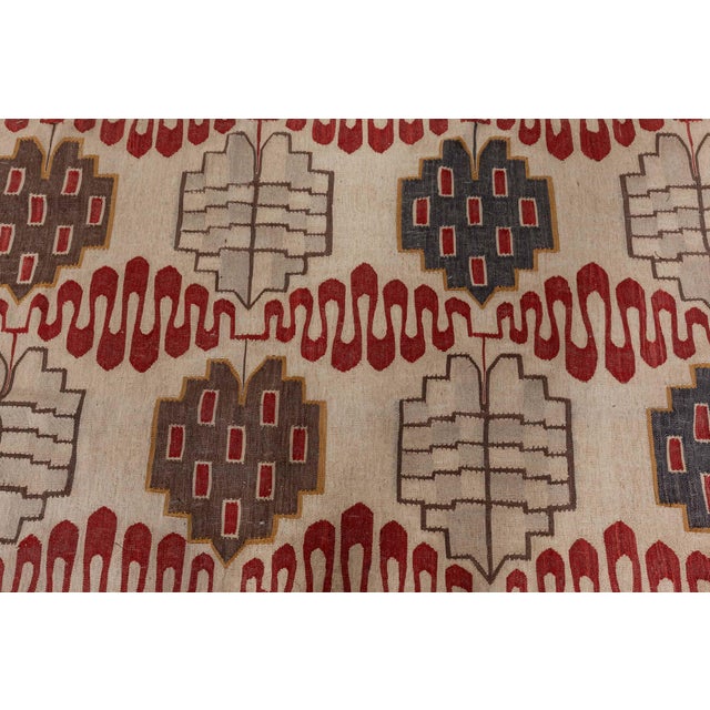 "Sanguifolia" Contemporary Flatweave Geometric Beige Carpet by Doris Leslie Blau For Sale - Image 4 of 8