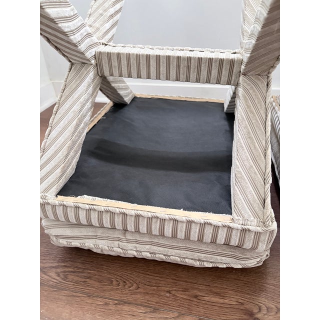 Greige Pair of Upholstered X Leg Benches For Sale - Image 8 of 14