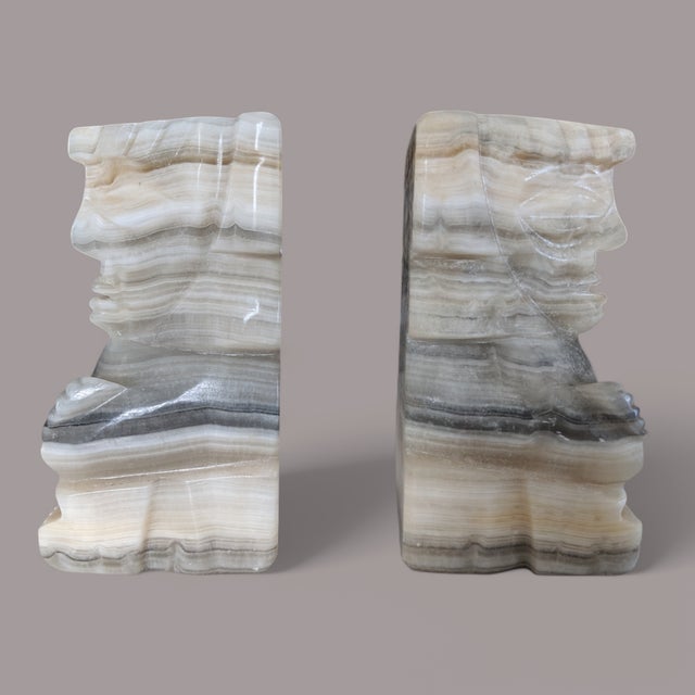Mid 20th Century Vintage Marble Aztec Statue Bookends- a Pair For Sale - Image 5 of 12
