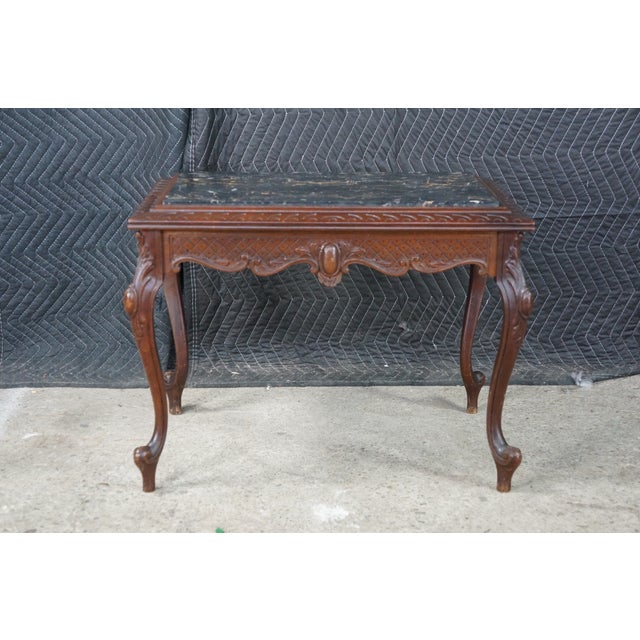 Antique Belle Epoque French Louis XV Style Walnut Marble Side Table Plant Stand For Sale - Image 17 of 18