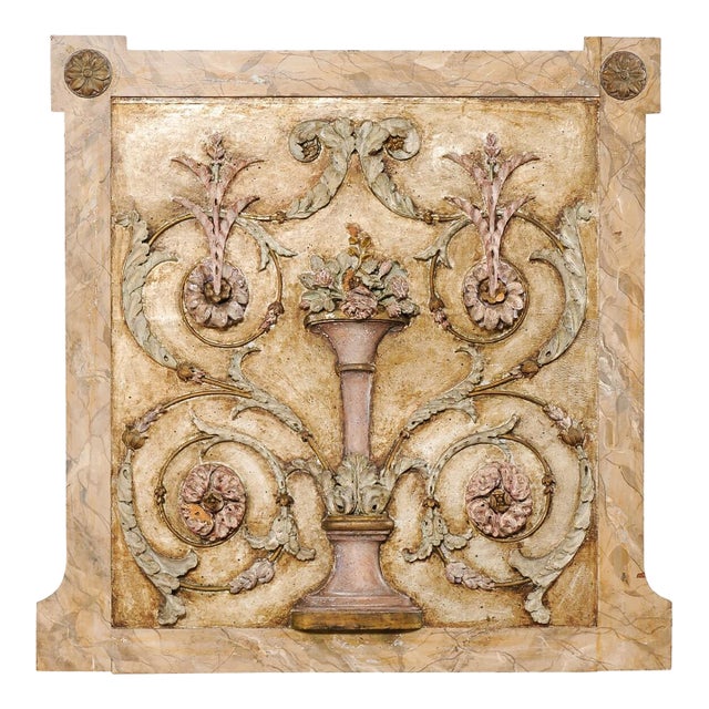 19th Century Neoclassical French Carved-Wood Plaque For Sale