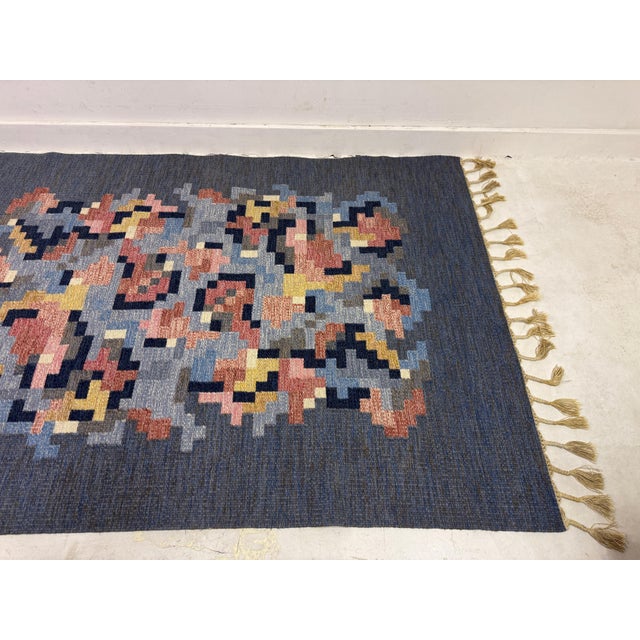 Handwoven Wool Flatweave Röllakan Rug by Erik Lundberg, Sweden, 1960s For Sale - Image 6 of 9