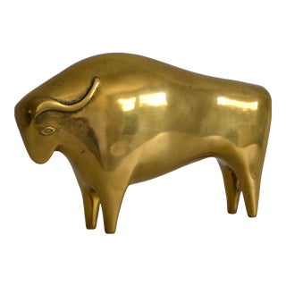 1950s Mid-Century Brass Bull Form Sculpture For Sale