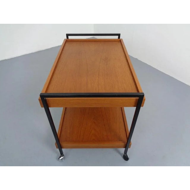 1960s Minimalist Rollable Teak Serving Cart, 1960s For Sale - Image 5 of 11