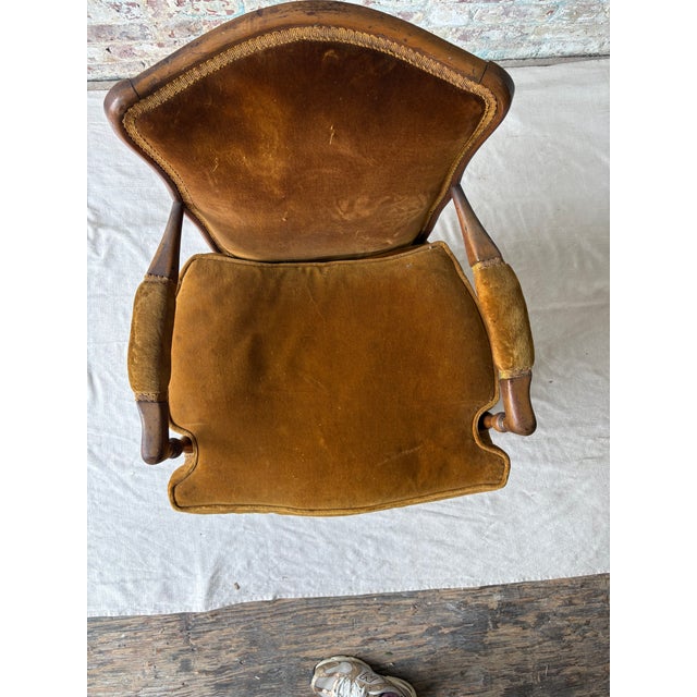 Antique Early American Upholstered Armchair For Sale - Image 4 of 10