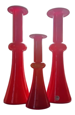 Carnaby Vase Set in Red Art Glass by Per Lütken for Holmegaard, 1960s, Set of 3