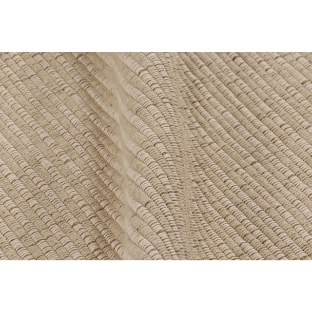 Textile Rug & Kilim’s Accent Kilim, Square Rug in Textural Purple and Cream Stripes For Sale - Image 7 of 8