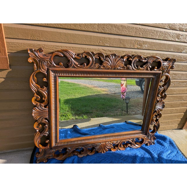 This mirror is part of the Drexel heritage Talavera Tuscan collection. It features a rich, solid mahogany frame. This...