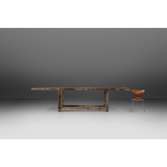 Industrial Oak Workbench with Exceptional Patina, Belgium, 1850 For Sale - Image 17 of 18