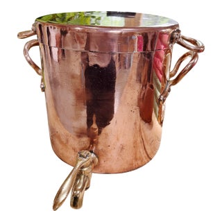 Antique English Copper Stock Pot With Lid For Sale