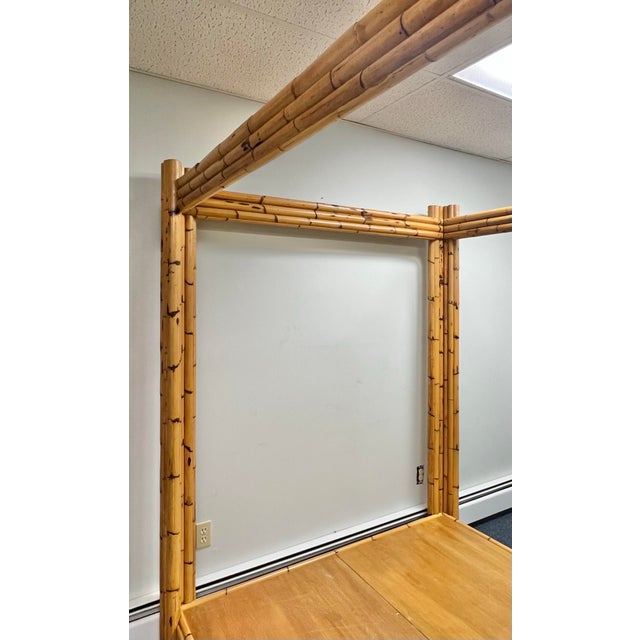 Wood Coastal Bamboo Canopy Bed - Full Size For Sale - Image 7 of 10