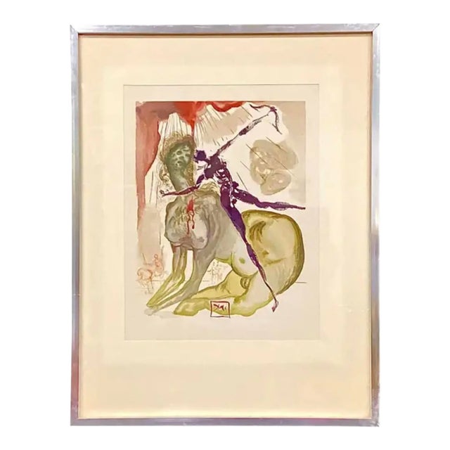 Signed Salvador Dali Surrealist Wood Cut Print For Sale